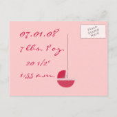 Baby Meisje Aankondiging - Roze Baby Buggy (Achterkant)