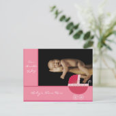 Baby Meisje Aankondiging - Roze Baby Buggy (Staand voorkant)