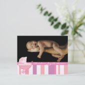 Baby Meisje Aankondiging - Roze Baby Buggy (Staand voorkant)