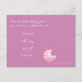Baby Meisje Aankondiging - Roze Baby Buggy (Achterkant)