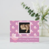 Baby Meisje Aankondiging - Roze Baby Buggy (Staand voorkant)