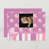 Baby Meisje Aankondiging - Roze Baby Buggy (Voorkant / Achterkant)
