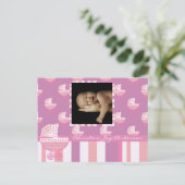 Baby Meisje Aankondiging - Roze Baby Buggy (Staand voorkant)