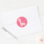 Baby Meisje Aankondiging - Roze giraf silhouet Ronde Sticker (Envelop)