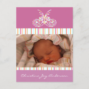 Baby Meisje Aankondiging - Vlinders