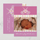 Baby Meisje Aankondiging - Vlinders (Voorkant / Achterkant)
