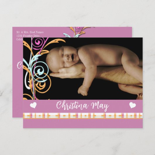 Baby Meisje Aankondiging - Vlinders (Voorkant / Achterkant)