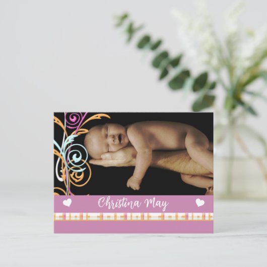 Baby Meisje Aankondiging - Vlinders (Staand voorkant)