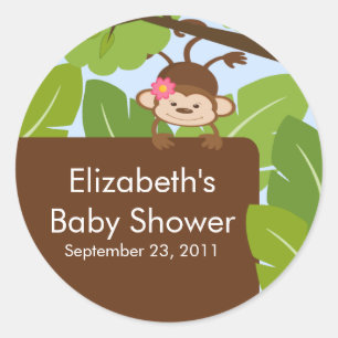 Baby meisje Aap Oerwoud Safari Baby shower Sticker
