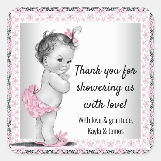  Baby Meisje Baby shower Favor Stickers (Voorkant)