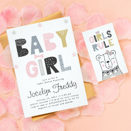 Baby meisje | Baby shower "Girls Rule" Neutrale kl Kaart