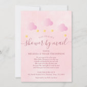 Baby Meisje Baby Shower Roze Uitnodiging per Post (Voorkant)