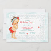  Baby Meisje Badpak Kant Monogram Terug Kaart (Voorkant)