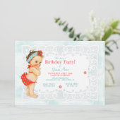  Baby Meisje Badpak Kant Monogram Terug Kaart (Staand voorkant)