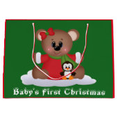 Baby meisje beer Eerste kerst grote geschenk tas Large Cadeautasje (Voorkant)