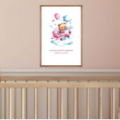 Baby Meisje Beer Vliegende Vliegtuig Kwekerij Wall Poster