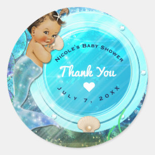 Baby Meisje Betoverde Zeemeermin Baby Shower Feest Ronde Sticker