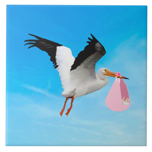 Baby Meisje Bezorging Keramische Tegel Tegeltje (Voorkant)