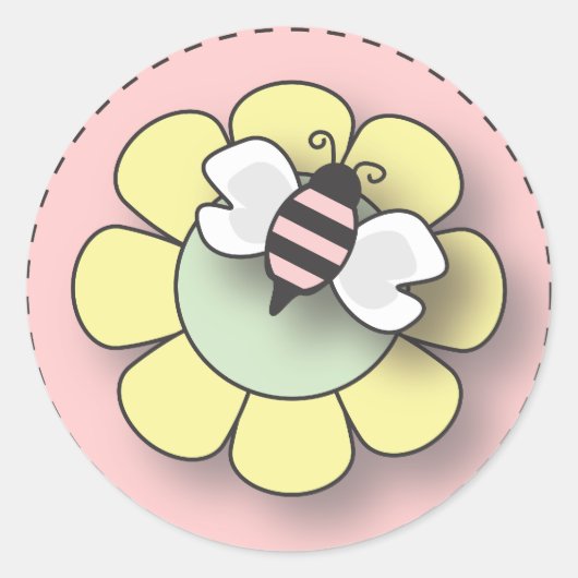 Baby Meisje Bijen in Roze Ronde Sticker (Voorkant)