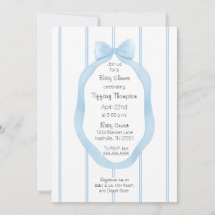 Baby Meisje Blauw En Wit Wallpaper Ribbon Ingelijs Kaart