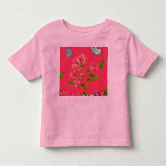 Baby Meisje Bloem- en Vlinderkunst Kinder Shirts (Voorkant)