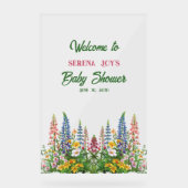 Baby Meisje Bloemen Baby shower Acryl Bord (Voorkant)