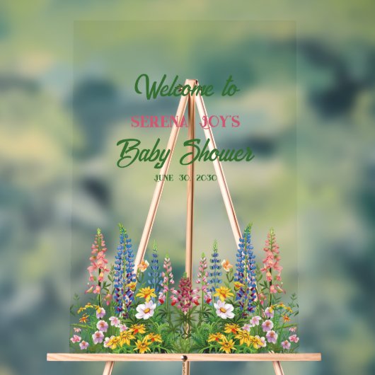 Baby Meisje Bloemen Baby shower Acryl Bord (Neutraal)