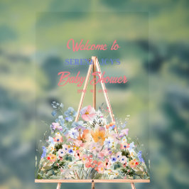 Baby Meisje Bloemen Baby shower Acryl teken Bord