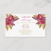 Baby Meisje Blooming Fuchsia Pioenenboeken Verzoek Informatiekaartje (Voorkant)