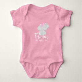 Baby Meisje Bodysuit met Olifant 1e Verjaardag