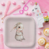 Baby Meisje Boho Bunny Op Gingham Papieren Bordje (Feest)