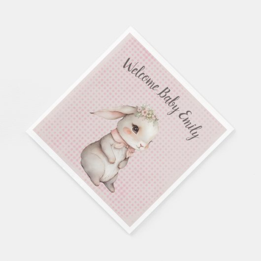 Baby Meisje Boho Bunny Op Gingham Servet (Hoek)