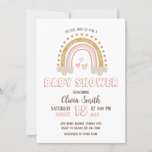 Baby Meisje Boho Regenboog Baby shower Kaart