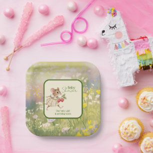 Baby Meisje Bosdier Shower Papieren Bordje