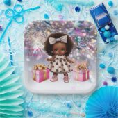 Baby Meisje Bruin Huid Bling Party Papieren Bordje (Feest)