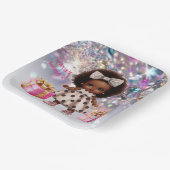 Baby Meisje Bruin Huid Bling Party Papieren Bordje (Gebogen)