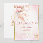 Baby Meisje Bunny Baby shower Kaart (Voorkant / Achterkant)