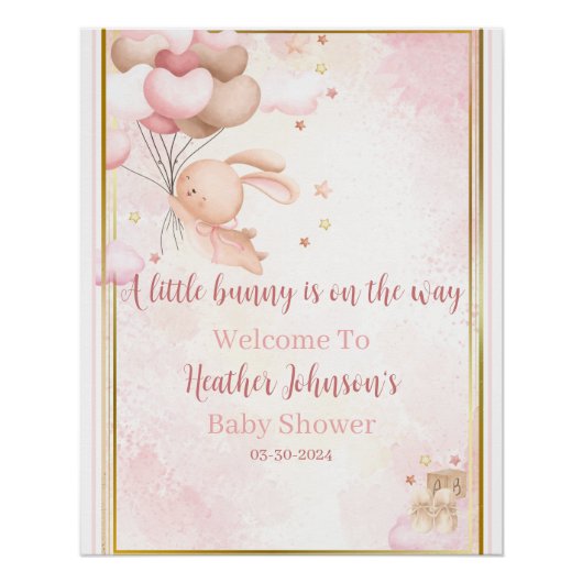 Baby Meisje Bunny Baby shower Perfect Poster (Voorkant)