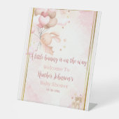 Baby Meisje Bunny Baby shower Reclamebord Met Voetstuk (Voorkant)