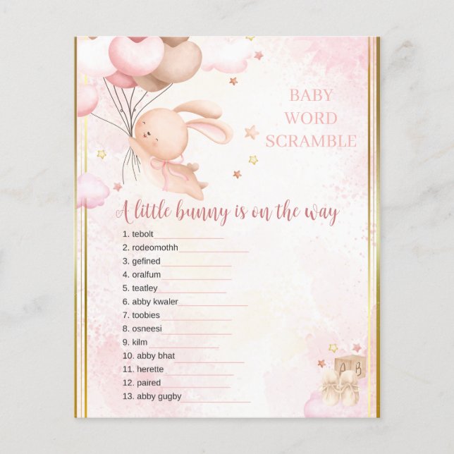 Baby Meisje Bunny Baby shower Spel (Voorkant)
