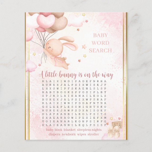 Baby Meisje Bunny Baby shower Spel (Voorkant)
