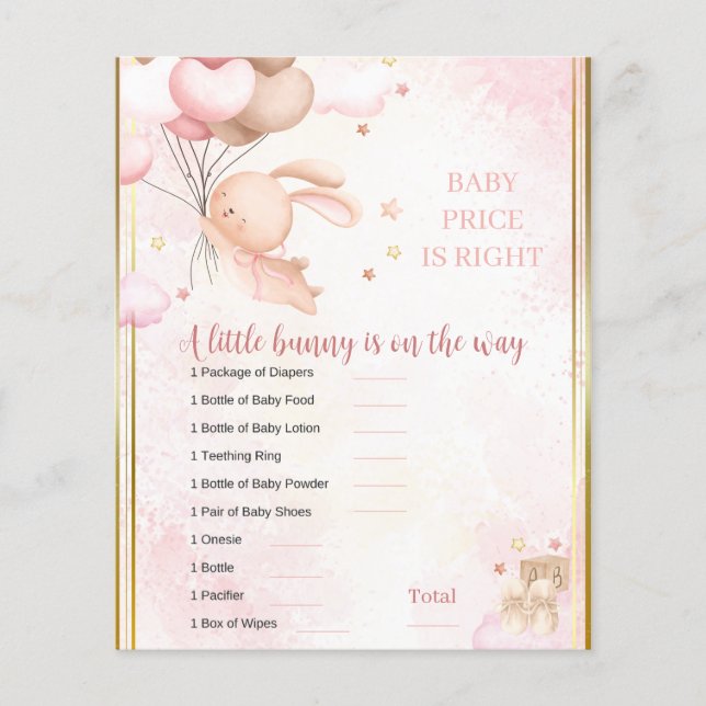 Baby Meisje Bunny Baby shower Spel (Voorkant)