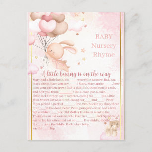 Baby Meisje Bunny Baby shower Spel Briefkaart