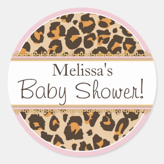 Baby Meisje Cheetah Print Baby shower Label (Voorkant)