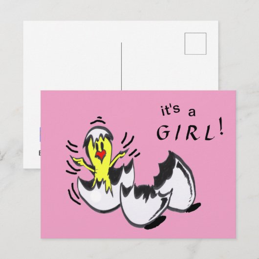 Baby MEISJE Chick Cartoon Briefkaart (Voorkant / Achterkant)