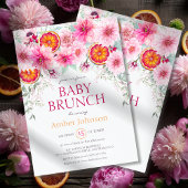 Baby Meisje Citrus en Pink Flowers Baby shower Kaart