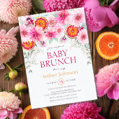 Baby Meisje Citrus en Pink Flowers Baby shower Kaart