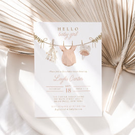 Baby Meisje Clothesline Blush Pink Boho Baby showe Kaart