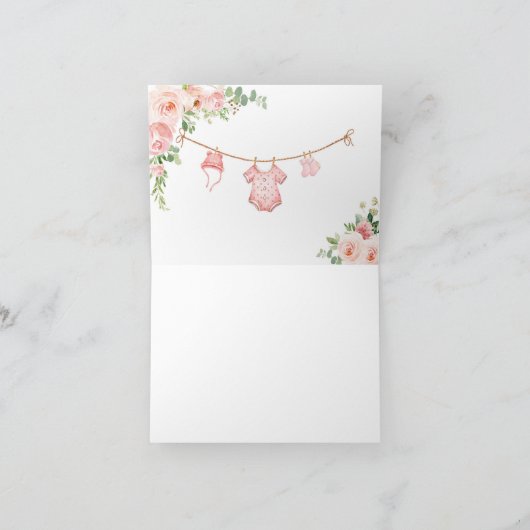 Baby Meisje Clothesline Dank u Bedankkaart (Binnen)