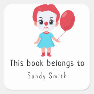 Baby meisje clown "het" - Dit boek behoort tot Vierkante Sticker